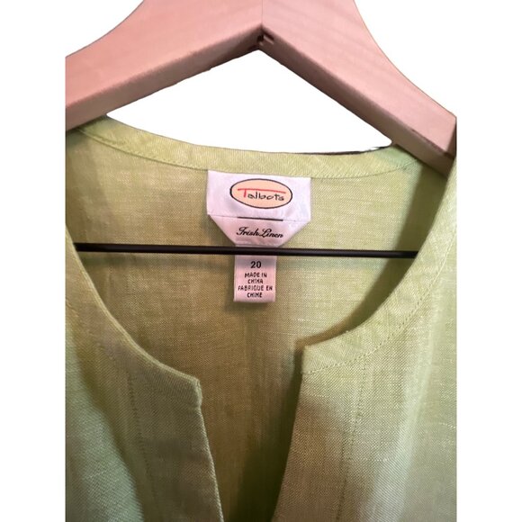 Vintage Talbots Irish Linen Light Green Button up Blouse Size Women's 20 Lagenlo - Picture 2 of 4